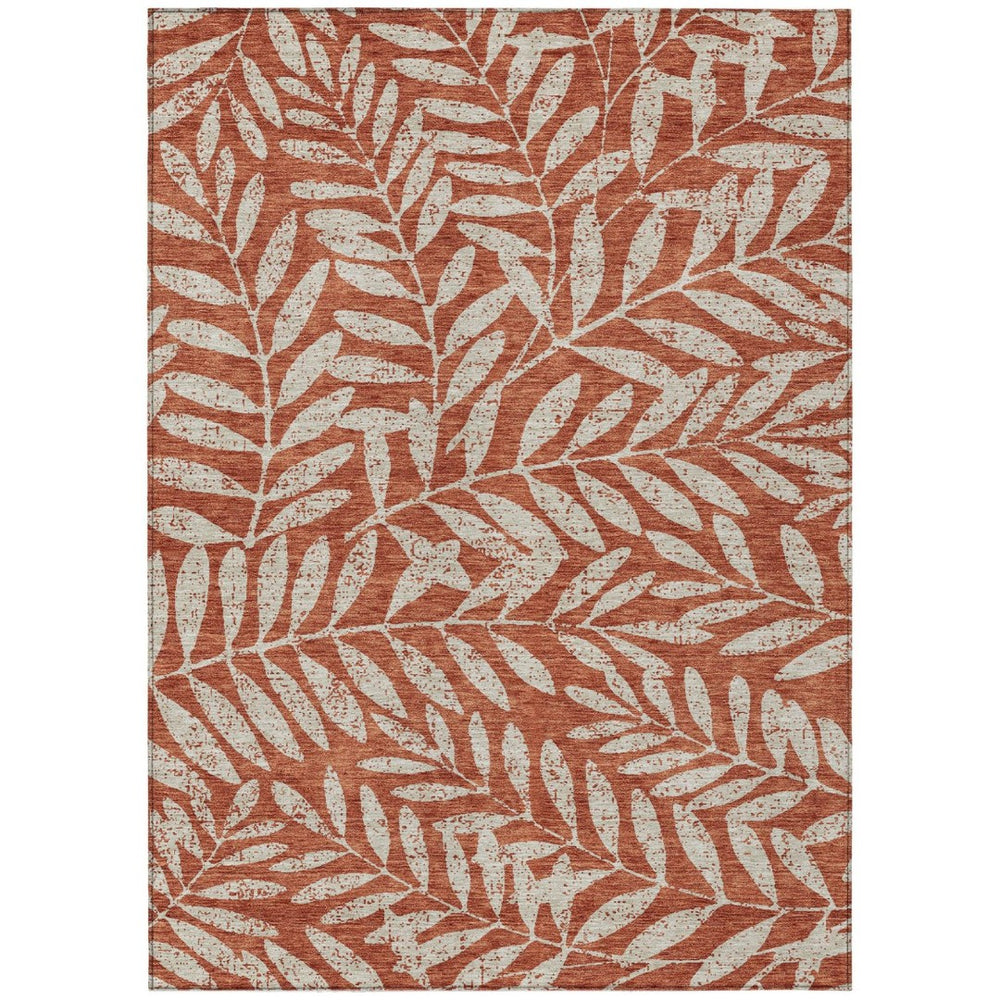HomeRoots 9' Bright Orange and Ivory Floral Indoor Outdoor Area Rug for Stylish, Durable Living Spaces 9' X 12' 593532