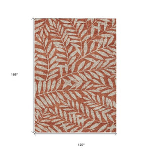 Homeroots 3' Artichoke Green And Ivory Floral Washable Area Rug For Indoor And Outdoor Spaces, Durable Design 10' X 14' Polyester 593533