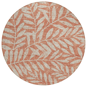 HomeRoots 5' Salmon and Gray Floral Area Rug – Durable, Washable, Perfect for Indoor and Outdoor Spaces 8' Round 593542