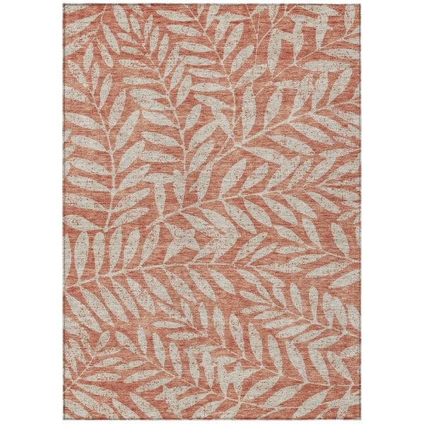 HomeRoots 9' Salmon and Gray Floral Indoor Outdoor Area Rug – Durable, Stain-Resistant, Machine Washable Design 9' X 12' 593544