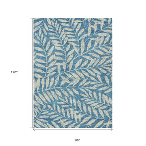 Homeroots 3' Artichoke Green And Ivory Floral Washable Area Rug For Indoor And Outdoor Spaces, Durable Design 8' X 10' Polyester 593549