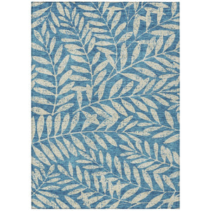 HomeRoots 9' Teal Blue and Ivory Floral Area Rug - Durable, Washable Design for Indoor and Outdoor Spaces 9' X 12' 593550