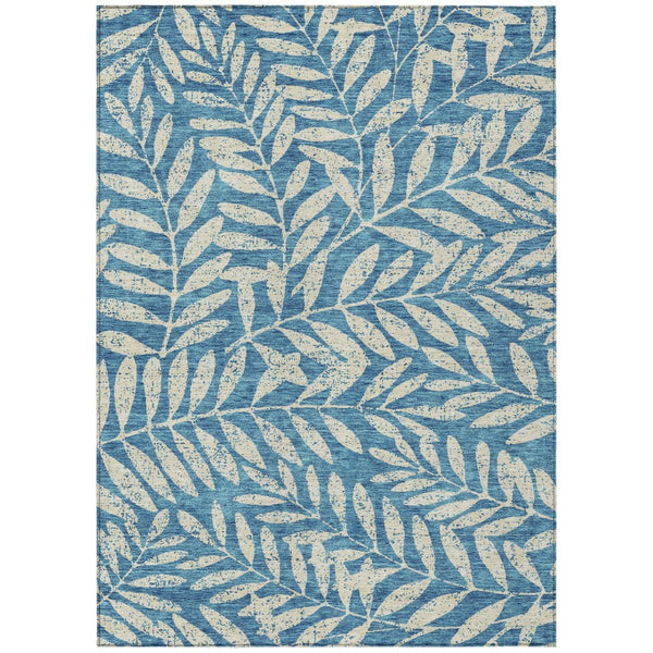 HomeRoots 9' Teal Blue and Ivory Floral Area Rug - Durable, Washable Design for Indoor and Outdoor Spaces 9' X 12' 593550