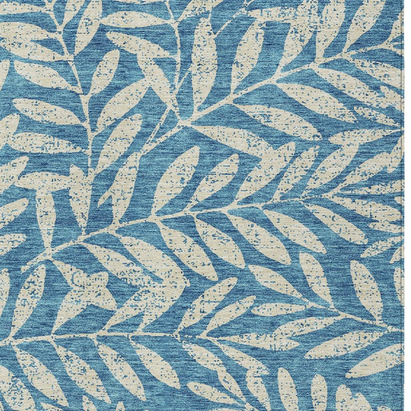 Homeroots 3' Artichoke Green And Ivory Floral Washable Area Rug For Indoor And Outdoor Spaces, Durable Design 9' X 12' Polyester 593550