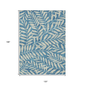 Homeroots 3' Artichoke Green And Ivory Floral Washable Area Rug For Indoor And Outdoor Spaces, Durable Design 10' X 14' Polyester 593551