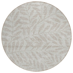 HomeRoots 5' Elegant Taupe and Beige Floral Washable Area Rug for Indoor & Outdoor Durability and Style 8' Round 593554