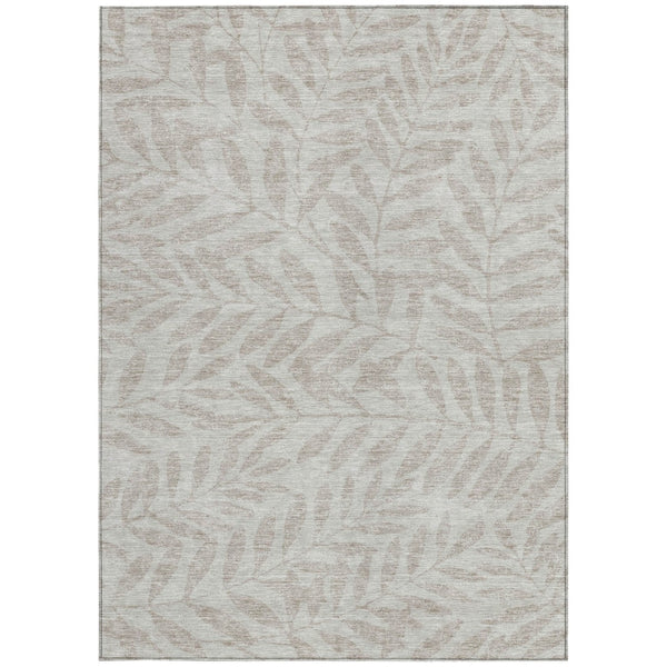 Homeroots 3' Artichoke Green And Ivory Floral Washable Area Rug For Indoor And Outdoor Spaces, Durable Design 8' X 10' Polyester 593555