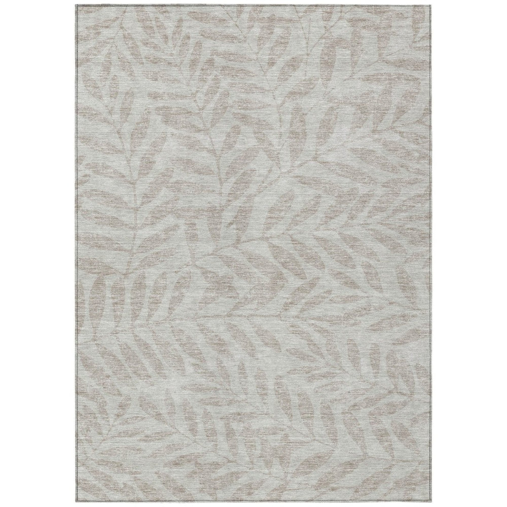 HomeRoots 5' Elegant Taupe and Beige Floral Washable Area Rug for Indoor & Outdoor Durability and Style 10' X 14' 593557