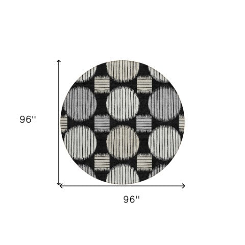 Homeroots 3' Stylish Beige Brown And Ivory Geometric Area Rug – Perfect For Indoor Or Outdoor Spaces! 8' Round Polyester 593566