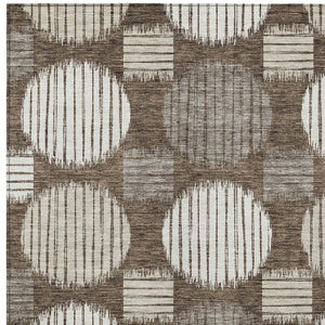 Homeroots 3' Stylish Beige Brown And Ivory Geometric Area Rug – Perfect For Indoor Or Outdoor Spaces! 9' X 12' Polyester 593574