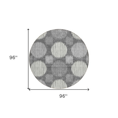 Homeroots 3' Stylish Beige Brown And Ivory Geometric Area Rug – Perfect For Indoor Or Outdoor Spaces! 8' Round Polyester 593578