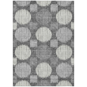 HomeRoots 5' Modern Charcoal and Ivory Geometric Washable Area Rug for Indoor and Outdoor Spaces, Durable Design 10' X 14' 593581