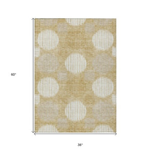 Homeroots 3' Stylish Beige Brown And Ivory Geometric Area Rug – Perfect For Indoor Or Outdoor Spaces! 3' X 5' Polyester 593588