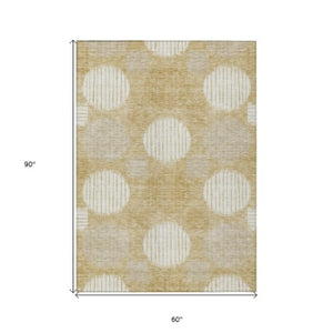 Homeroots 3' Stylish Beige Brown And Ivory Geometric Area Rug – Perfect For Indoor Or Outdoor Spaces! 5' X 8' Polyester 593589