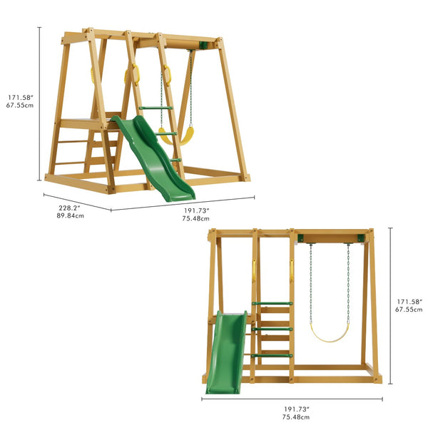 English Elm Epic Backyard Playset with Slide Dual Swings Sandbox and Fir Wood Frame W2992P246442