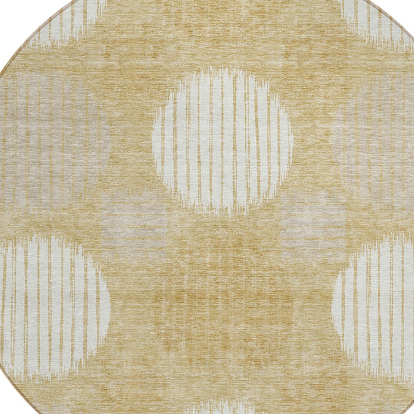 Homeroots 3' Stylish Beige Brown And Ivory Geometric Area Rug – Perfect For Indoor Or Outdoor Spaces! 8' Round Polyester 593590