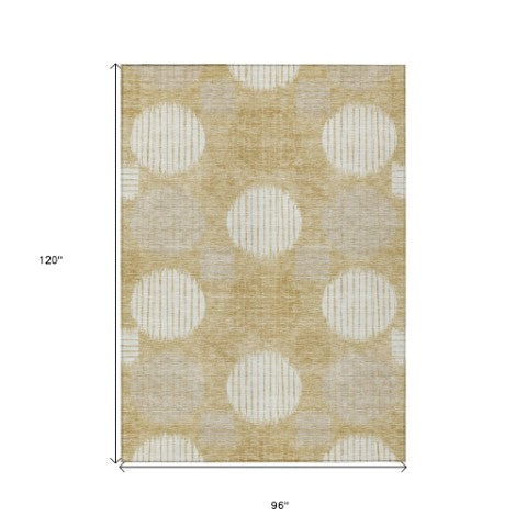 Homeroots 3' Stylish Beige Brown And Ivory Geometric Area Rug – Perfect For Indoor Or Outdoor Spaces! 8' X 10' Polyester 593591