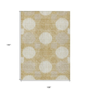 Homeroots 3' Stylish Beige Brown And Ivory Geometric Area Rug – Perfect For Indoor Or Outdoor Spaces! 9' X 12' Polyester 593592