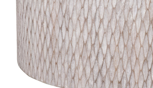 Basset Mirror Brewer Accent Cocktail Table - Coastal Farmhouse Style With Carved Mango Base & Convenient Casters White Mango Wood,Resin 5936-lr-120