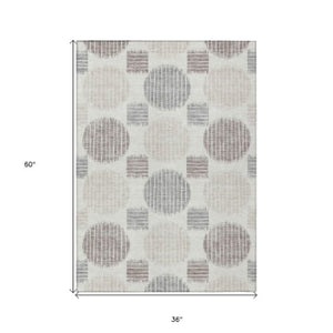 Homeroots 3' Stylish Beige Brown And Ivory Geometric Area Rug – Perfect For Indoor Or Outdoor Spaces! 3' X 5' Polyester 593600