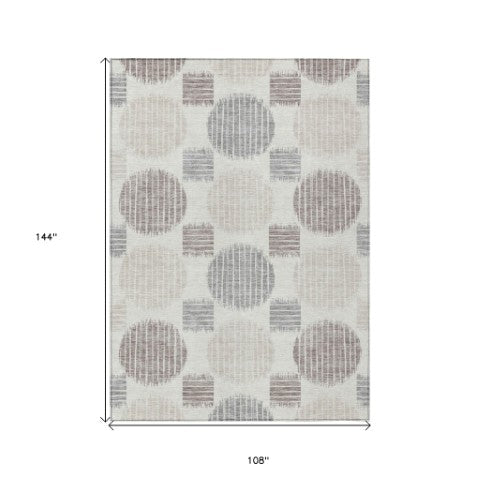 Homeroots 3' Stylish Beige Brown And Ivory Geometric Area Rug – Perfect For Indoor Or Outdoor Spaces! 9' X 12' Polyester 593604