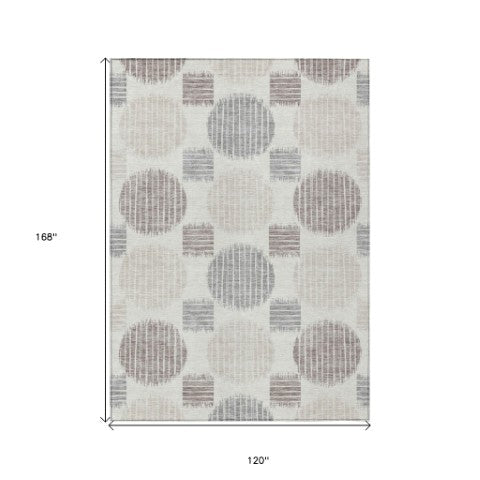 Homeroots 3' Stylish Beige Brown And Ivory Geometric Area Rug – Perfect For Indoor Or Outdoor Spaces! 10' X 14' Polyester 593605