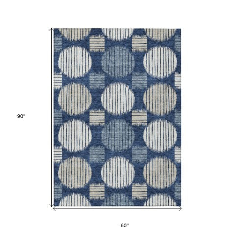 Homeroots 3' Stylish Beige Brown And Ivory Geometric Area Rug – Perfect For Indoor Or Outdoor Spaces! 5' X 8' Polyester 593607