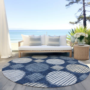 Homeroots 3' Stylish Beige Brown And Ivory Geometric Area Rug – Perfect For Indoor Or Outdoor Spaces! 8' Round Polyester 593608