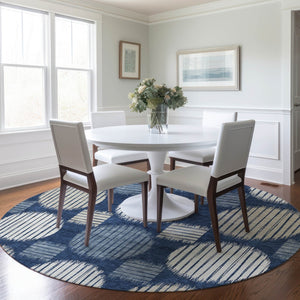 Homeroots 3' Stylish Beige Brown And Ivory Geometric Area Rug – Perfect For Indoor Or Outdoor Spaces! 8' Round Polyester 593608