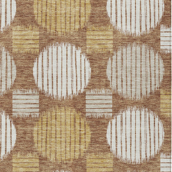 Homeroots 3' Stylish Beige Brown And Ivory Geometric Area Rug – Perfect For Indoor Or Outdoor Spaces! 5' X 8' Polyester 593619