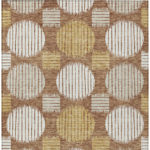 Homeroots 3' Stylish Beige Brown And Ivory Geometric Area Rug – Perfect For Indoor Or Outdoor Spaces! 5' X 8' Polyester 593619