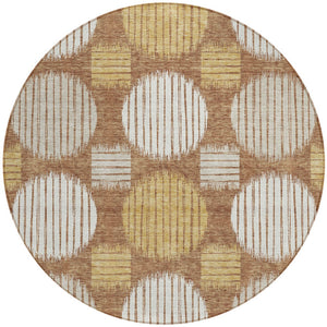 Homeroots 3' Stylish Beige Brown And Ivory Geometric Area Rug – Perfect For Indoor Or Outdoor Spaces! 8' Round Polyester 593620