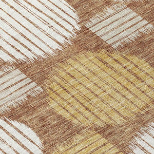 HomeRoots 5' Geometric Indoor Outdoor Area Rug in Brown, Beige, and Ivory – Durable, Washable, Modern Design 8' X 10' 593621