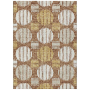 HomeRoots 5' Geometric Indoor Outdoor Area Rug in Brown, Beige, and Ivory – Durable, Washable, Modern Design 10' X 14' 593623