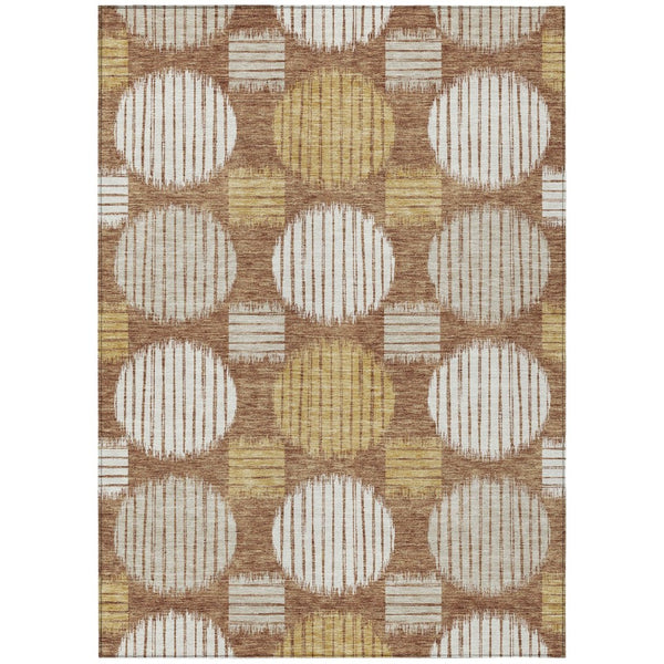 HomeRoots 5' Geometric Indoor Outdoor Area Rug in Brown, Beige, and Ivory – Durable, Washable, Modern Design 10' X 14' 593623