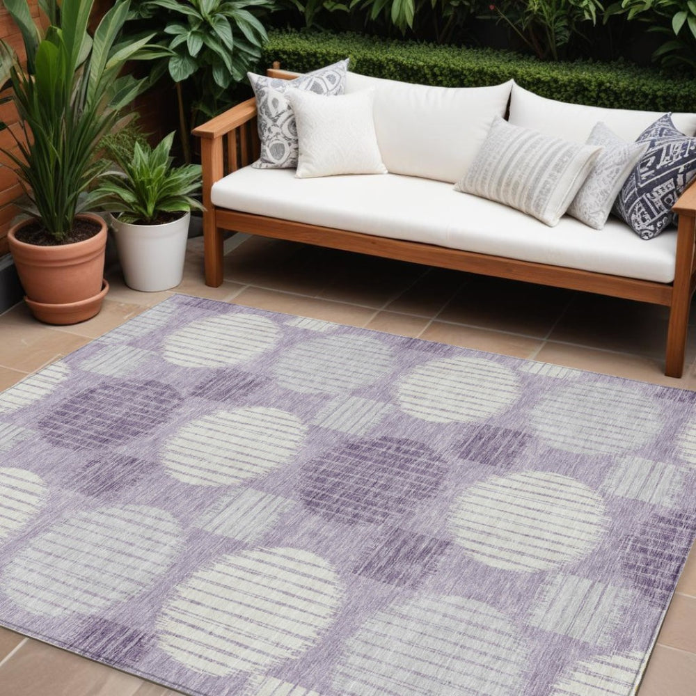 HomeRoots 9' Modern Purple and Ivory Geometric Area Rug – Washable, Durable Accent for Indoor and Outdoor Use 9' X 12' 593628