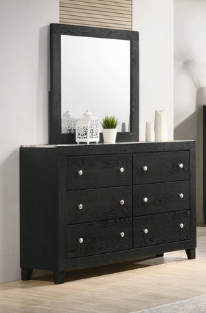 English Elm 1pc Contemporary Tall Chest with Faux Marble Top and Four Drawers for Elegant Bedroom Storage Black,White 59.88 L x 18.94 W x 37.48 H B2741P330117