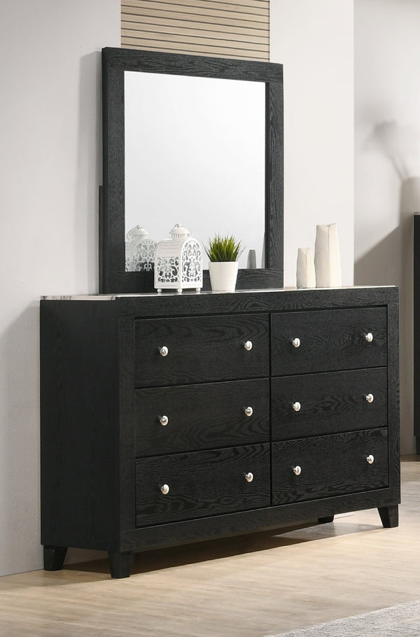 English Elm 1pc Contemporary Tall Chest with Faux Marble Top and Four Drawers for Elegant Bedroom Storage Black,White 59.88 L x 18.94 W x 37.48 H B2741P330117