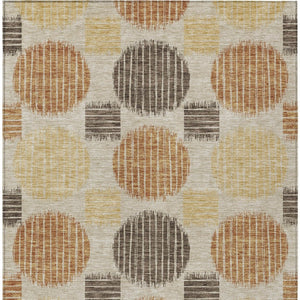 Homeroots 3' Stylish Beige Brown And Ivory Geometric Area Rug – Perfect For Indoor Or Outdoor Spaces! 3' X 5' Polyester 593630