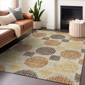 Homeroots 3' Stylish Beige Brown And Ivory Geometric Area Rug – Perfect For Indoor Or Outdoor Spaces! 3' X 5' Polyester 593630