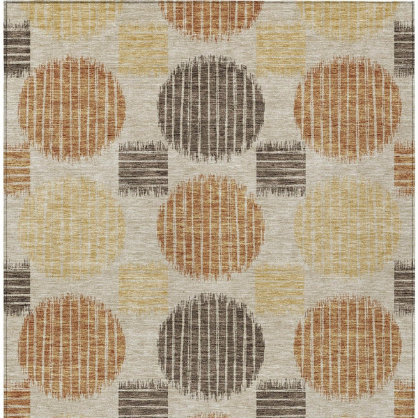 Homeroots 3' Stylish Beige Brown And Ivory Geometric Area Rug – Perfect For Indoor Or Outdoor Spaces! 5' X 8' Polyester 593631
