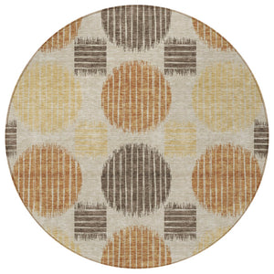 Homeroots 3' Stylish Beige Brown And Ivory Geometric Area Rug – Perfect For Indoor Or Outdoor Spaces! 8' Round Polyester 593632