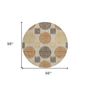 Homeroots 3' Stylish Beige Brown And Ivory Geometric Area Rug – Perfect For Indoor Or Outdoor Spaces! 8' Round Polyester 593632