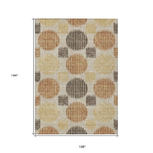 Homeroots 3' Stylish Beige Brown And Ivory Geometric Area Rug – Perfect For Indoor Or Outdoor Spaces! 9' X 12' Polyester 593634