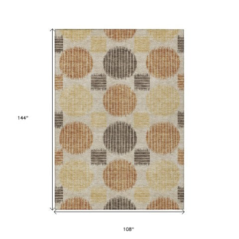 Homeroots 3' Stylish Beige Brown And Ivory Geometric Area Rug – Perfect For Indoor Or Outdoor Spaces! 9' X 12' Polyester 593634