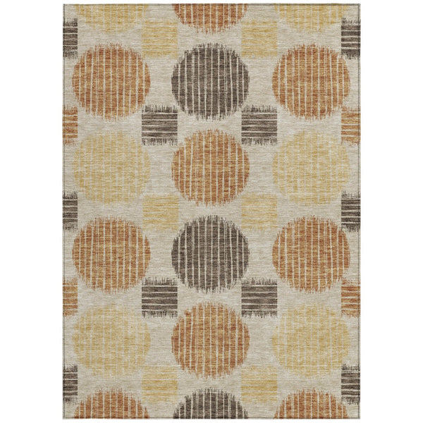 Homeroots 3' Stylish Beige Brown And Ivory Geometric Area Rug – Perfect For Indoor Or Outdoor Spaces! 9' X 12' Polyester 593634