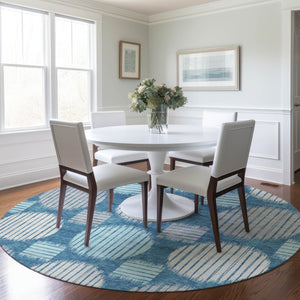 Homeroots 3' Stylish Beige Brown And Ivory Geometric Area Rug – Perfect For Indoor Or Outdoor Spaces! 8' Round Polyester 593638