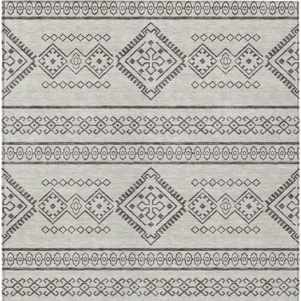 Homeroots 3' Stylish Beige & Brown Southwestern Washable Rug For Indoor And Outdoor Living Spaces Decor 8' X 10' Polyester 593645