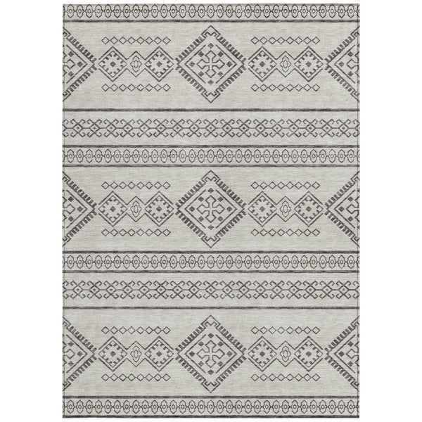 Homeroots 3' Stylish Beige & Brown Southwestern Washable Rug For Indoor And Outdoor Living Spaces Decor 9' X 12' Polyester 593646