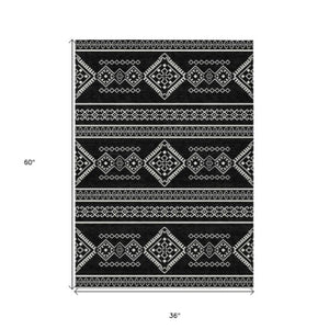 Homeroots 3' Stylish Beige & Brown Southwestern Washable Rug For Indoor And Outdoor Living Spaces Decor 3' X 5' Polyester 593648